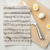 Vintage Notengestaltung für Violine und Rose Küchentuch (Viertel Falte)