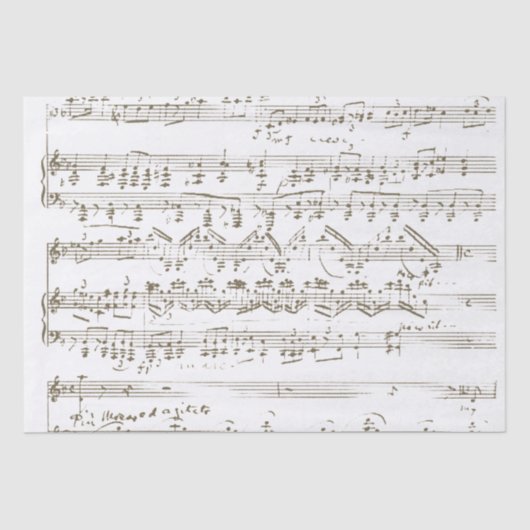 Vintage Notenhandschrift Sepia Decoupage Seidenpapier (Vorderseite)