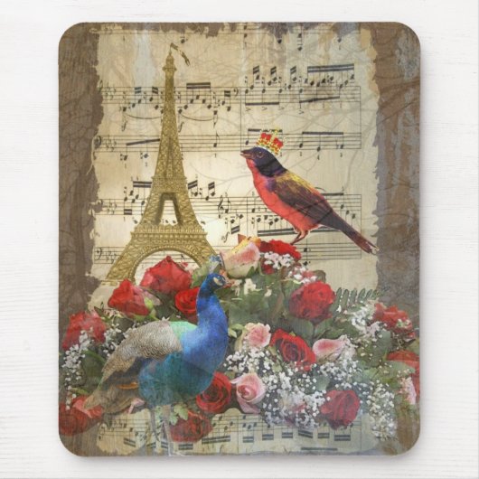 Vintage Notenkollektion Paris & Vogel Mousepad (Vorne)