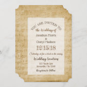 Vintage Notenmusikhochzeit Einladung (Vorne/Hinten)