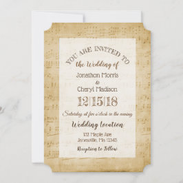 Vintage Notenmusikhochzeit Einladung