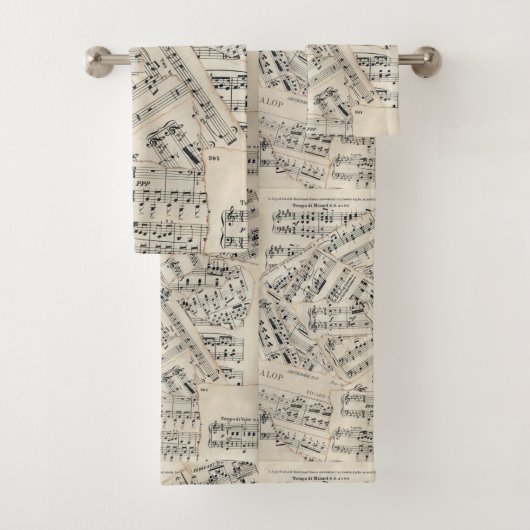 Vintage Notenpapiersammlung Badhandtuch Set (Insitu)