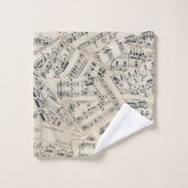 Vintage Notenpapiersammlung Badhandtuch Set (Waschlappen)