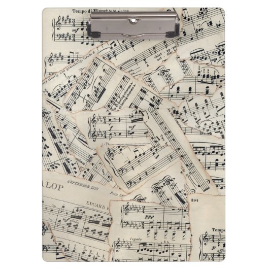 Vintage Notenpapiersammlung Klemmbrett (Vorderseite)