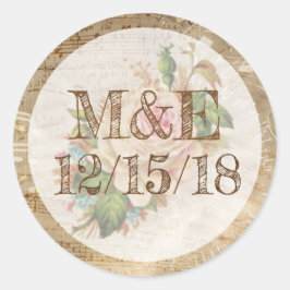 Vintage Notenpresse Rose Personalisiert Sticker