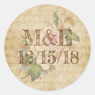Vintage Notenpresse Rose Personalisiert Sticker