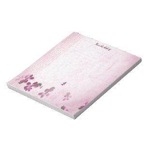 Vintage-Notizblock mit rosa Blüten Notizblock