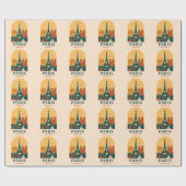 Vintage Notre Dame Wrapping Paper Paris Cathedral Geschenkpapier (Flach)