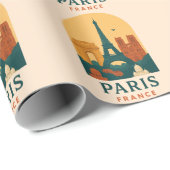 Vintage Notre Dame Wrapping Paper Paris Cathedral Geschenkpapier (Rolleneckpunkt)
