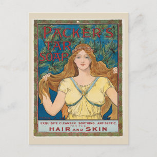 Vintage Nouveau Haarprodukt-Seife Postkarte