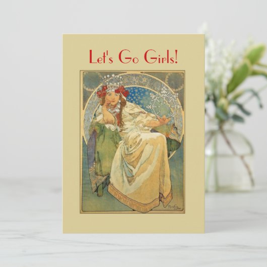 Vintage Nouveau Junggeselinnen-Abschieds-Einladung Einladung (Stehend Vorderseite)