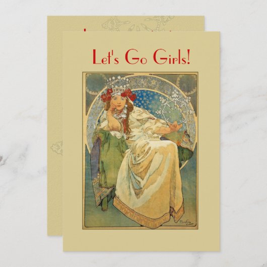 Vintage Nouveau Junggeselinnen-Abschieds-Einladung Einladung (Vorne/Hinten)