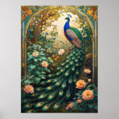 Vintage Nouveau Revival Peacock Window Poster (Vorne)