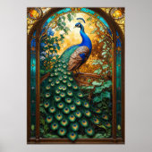 Vintage Nouveau Revival Peacock Window Poster (Vorne)