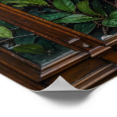 Vintage Nouveau Revival Peacock Window Poster (Ecke)