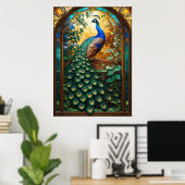 Vintage Nouveau Revival Peacock Window Poster (Heimbüro)