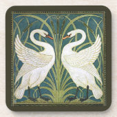 Vintage Nouveau Schwan-quadratischer Untersetzer (Vorderseite)