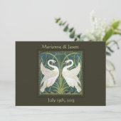 Vintage Nouveau Schwäne, die Einladung 4 Wedding (Stehend Vorderseite)