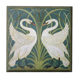 Vintage Nouveau Schwäne Keramikfliese