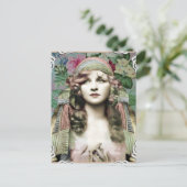 Vintage Nouveau-Sinti und Roma Pastell-Schnürrahme Postkarte (Stehend Vorderseite)