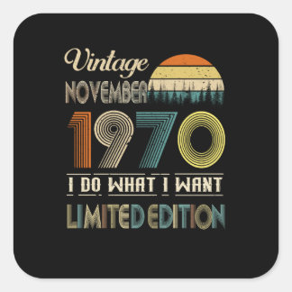 Vintage November 1970 What i Want Limited Edition Quadratischer Aufkleber