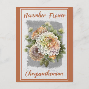 Vintage November Blume Chrysanthemum Floral Postkarte