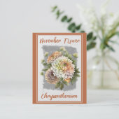 Vintage November Blume Chrysanthemum Floral Postkarte (Stehend Vorderseite)
