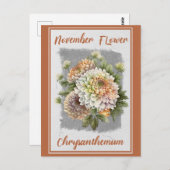 Vintage November Blume Chrysanthemum Floral Postkarte (Vorne/Hinten)