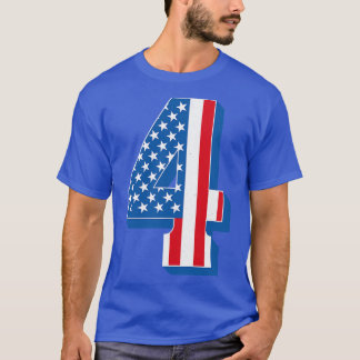 Vintage Nummer 4 amerikanischer Flag-Text T-Shirt