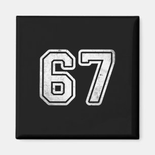 Vintage Nummer #67 Weiße Sportmannschaft Varsity N Magnet