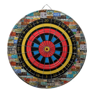 Vintage Nummernschilder Dartscheibe