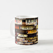 Vintage Nummernschilder Kaffeetasse (Vorderseite Links)