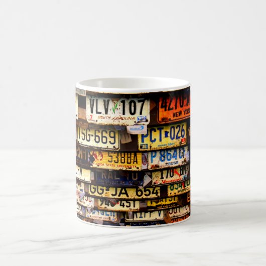 Vintage Nummernschilder Kaffeetasse (Mittel)