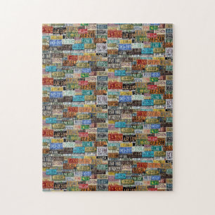 Vintage Nummernschilder Puzzle