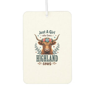 Vintage Nur Ein Mädchen Das Highland-Kühe Liebt Fl Autolufterfrischer