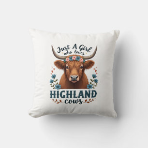 Vintage Nur Ein Mädchen Das Highland-Kühe Liebt Fl Kissen
