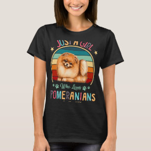 Vintage Nur Ein Mädchen Das Pomeranians Liebt Hund T-Shirt