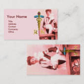 VINTAGE NURSE and Gold Caduceus NR Emblem Visitenkarte (Vorne/Hinten)