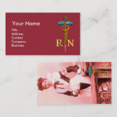VINTAGE NURSE and Gold Caduceus NR Emblem Visitenkarte (Vorne/Hinten)