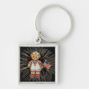 Vintage Nurse Bear with Modern White Fireworks Schlüsselanhänger