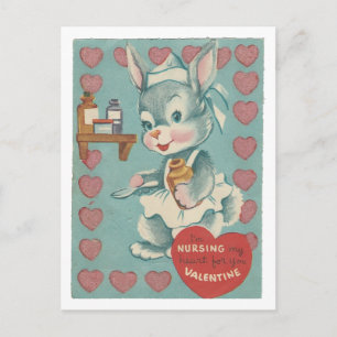 Vintage-Nurse-Bunny-Valentinstag Feiertagspostkarte