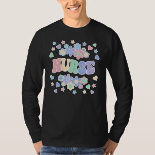 Vintage NURSE-Retro-Groovy, Blume, Herz, Sterne T-Shirt