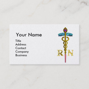 VINTAGE NURSE und Gold Caduceus NR Emblem Pearl Visitenkarte