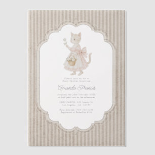 Vintage-Nursery-Cottagecore-Kätzchen-Baby-Party Pergament Einladungen