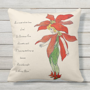 Vintage-Nursery-Reim-Weihnachtsabend-Poinsettia-Ki Kissen Für Draußen