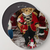 Vintage Nussknacker Soldat Teddybär Plüsch Christ Button (Vorne & Hinten)