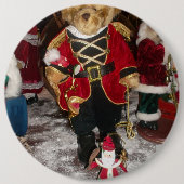 Vintage Nussknacker Soldat Teddybär Plüsch Christ Button (Vorderseite)