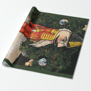 Vintage Nussknacker unter dem Weihnachtsbaum Geschenkpapier