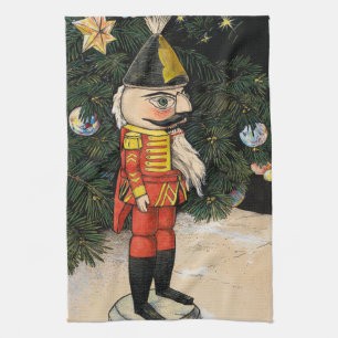 Vintage Nussknacker unter dem Weihnachtsbaum Geschirrtuch