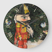 Vintage Nussknacker unter dem Weihnachtsbaum Große Wanduhr (Vorderseite)